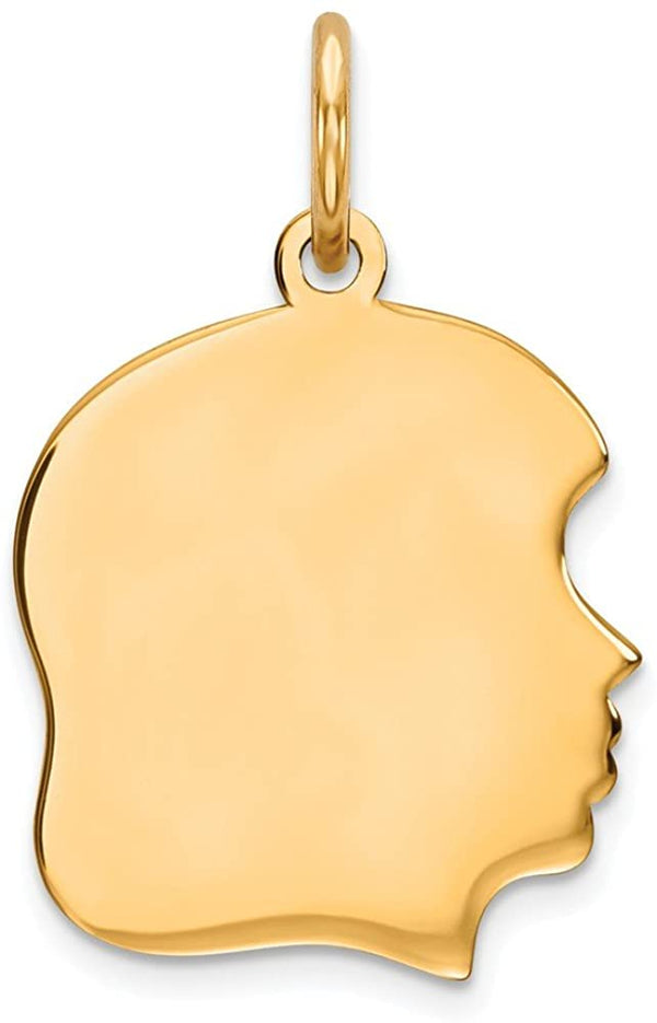 Girl's Gold-Plated Sterling Silver Girl Head Disc Charm (21X13MM)