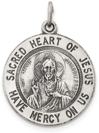 Sterling Silver Sacred Heart of Jesus Medal (23X18MM)