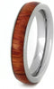 Tulip Wood Inlay 4mm Comfort-Fit Titanium Wedding Ring, Size 12.75