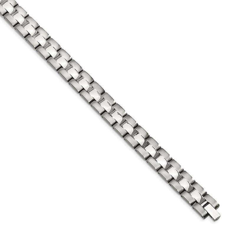 Men's Brushed and Polished Stainless Steel 10mm Bracelet, 8.75"