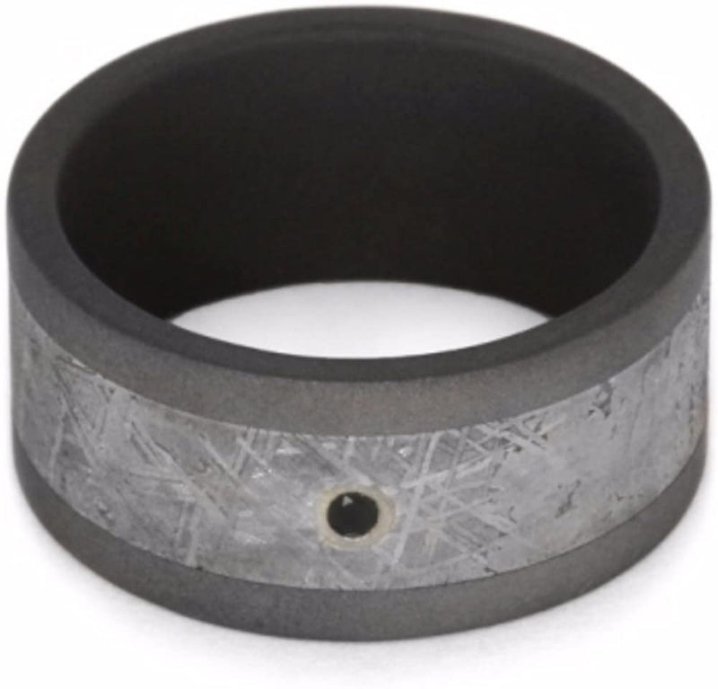 Black Diamond Gibeon Meteorite 10mm Comfort-Fit Sandblasted Titanium Wedding Band, Size 11.5