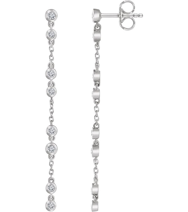 Diamond Chain Earrings, Rhodium-Plated 14k White Gold (1/3 Ctw, Color H+, Clarity I1)