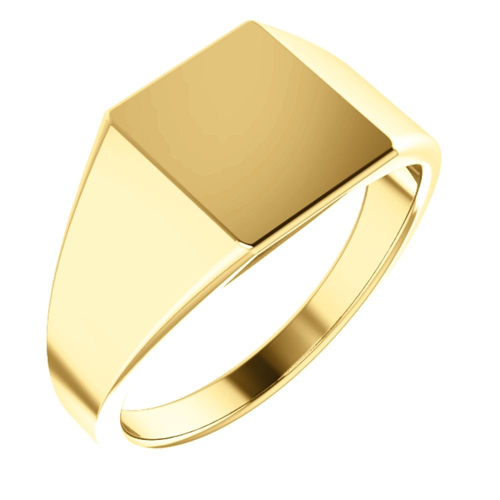 Men's Closed Back Rectangle Signet Ring, 18k Yellow Gold (11X10mm)