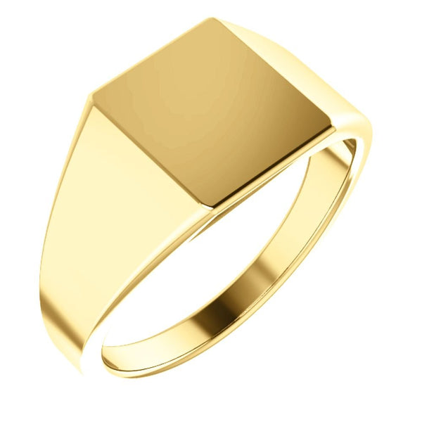 Men's Closed Back Rectangle Signet Ring, 18k Yellow Gold (11X10mm)