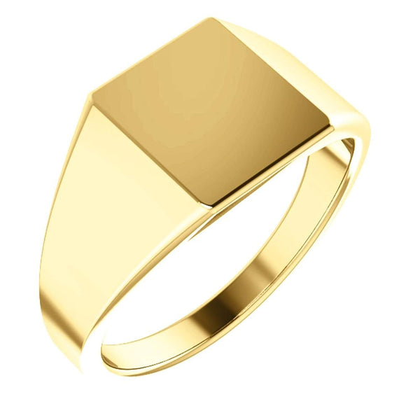 Men's Closed Back Rectangle Signet Ring, 14k Yellow Gold (11X10mm)