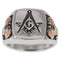 Men's Freemason's Signet Ring, Sterling Silver, 12k Green and Rose Gold Black Hills Gold Motif