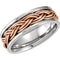 8mm 14k White and Rose Gold Hand Woven Band, Size 5.5