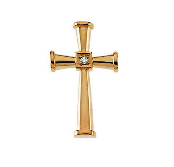 Diamond Petite Cross 14k Yellow Gold Pendant (.029 Ct, G-H Color, SI1 Clarity)