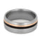 Ziricote Wood, 14k Rose Gold Pinstripes 8mm Comfort-Fit Brushed Titanium Band