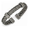 Men's Thorn Collection Gray Titanium Cable Wire with Cast Titanium Accent Cuff Bangle Bracelet, 7"