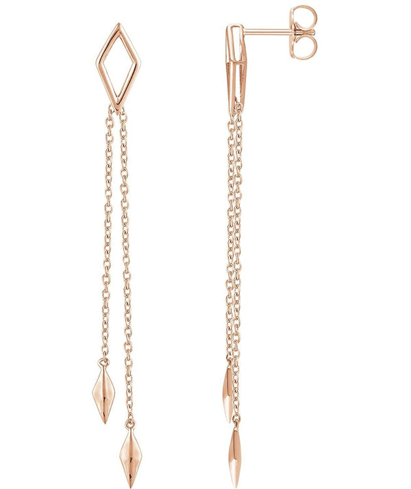 Geometric Chain Earrings, 14k Rose Gold