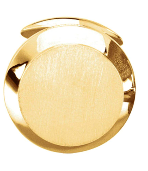 18k Yellow Gold Satin Brushed Round Cuff Link (Single Cuff Link), 20.25MM