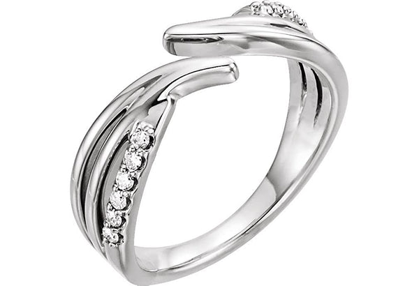 Diamond Bypass Ring, 14k White Gold, Size 7 (.125 Ctw, G-H Color, I1 Clarity)