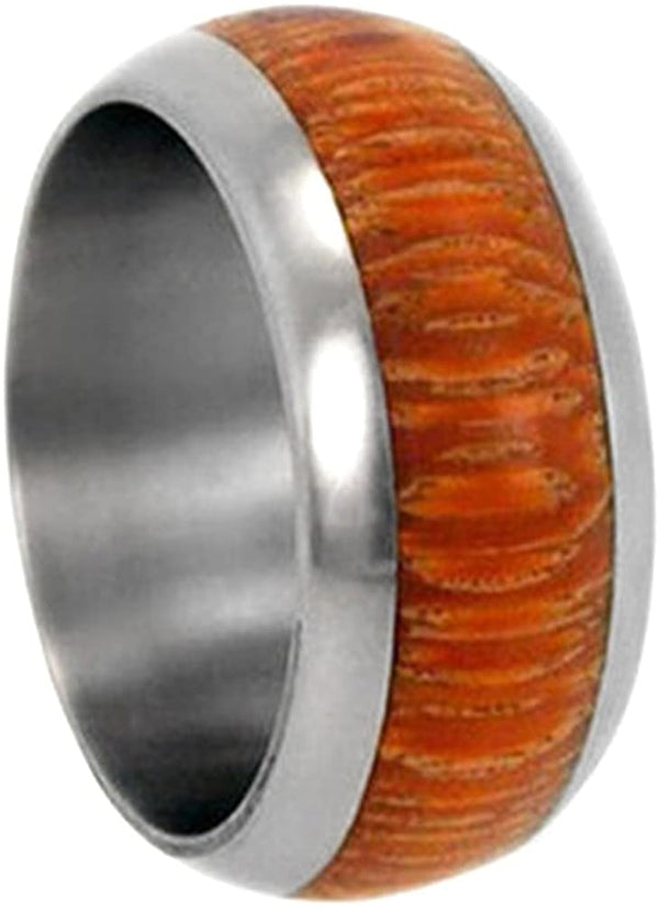 Marble Wood Inlay 10mm Comfort Fit Titanium Wedding Band, Size 4.75