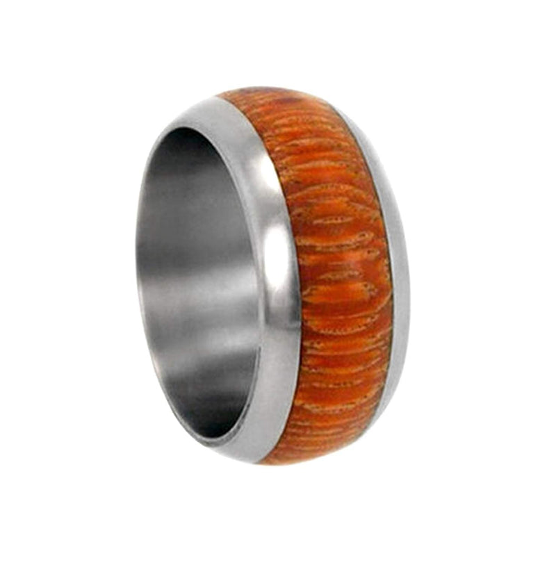 Marble Wood Inlay 10mm Comfort Fit Titanium Wedding Band, Size 10