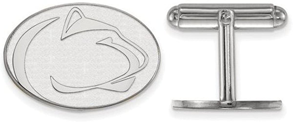 Rhodium-Plated Sterling Silver Penn State University Round Cuff Links, 17X22MM