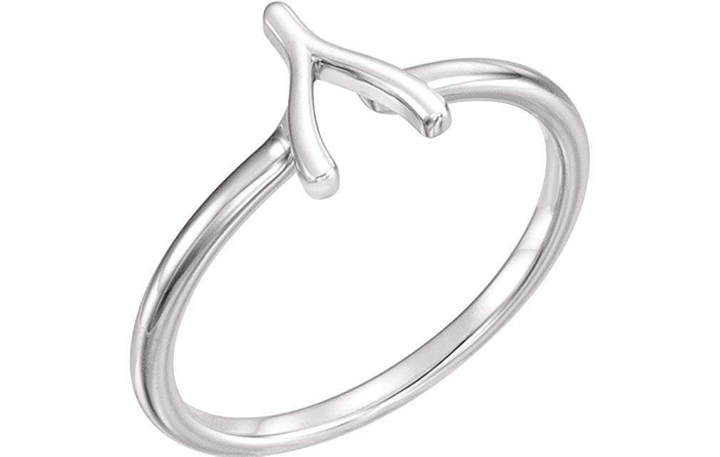 Petite Wishbone Ring, Rhodium-Plated 10k White Gold