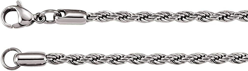 3 mm Stainless Steel Rope Chain, 20"