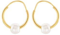 Girl's White Cultured Freshwater Pearl 14k Yellow Gold Earrings, (4.07MM)