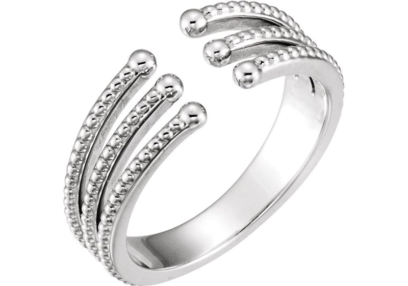 Granulated Bead Negative Space Ring, Rhodium-Plated 14k White Gold