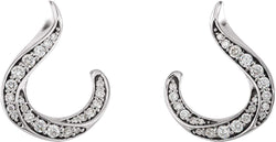 Diamond Crescent Earrings, Rhodium-Plated 14k White Gold (.375 Ctw, GH Color, I1 Clarity)