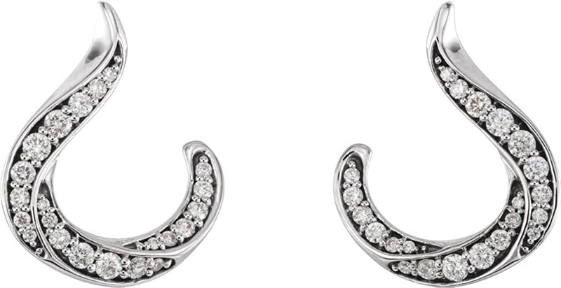 Diamond Crescent Earrings, Sterling Silver (.375 Ctw, GH Color, I1 Clarity)