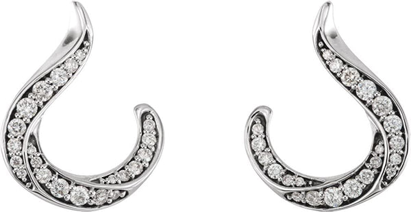 Platinum Diamond Crescent Earrings (.375 Ctw, GH Color, SI2-SI3 Clarity)
