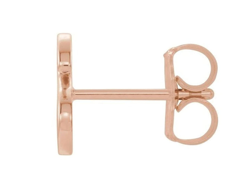 Initial Letter 'S' 14k Rose Gold Stud Earring (Single Earring)