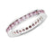 Pink CZ Mirror Polished Rhodium Plated Sterling Silver Eternity Ring