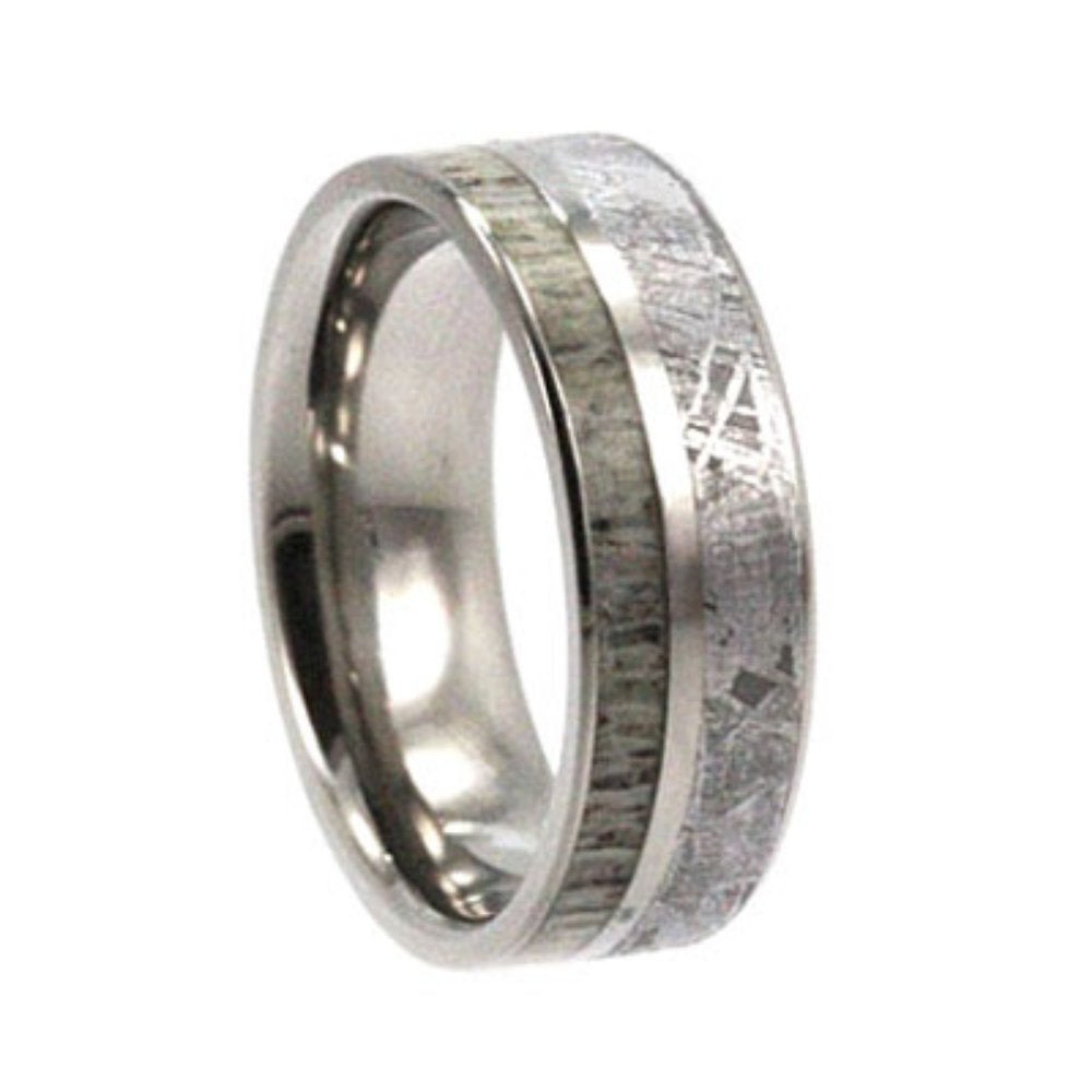 Gibeon Meteorite and Deer Antler 7mm Comfort Fit Titanium Band