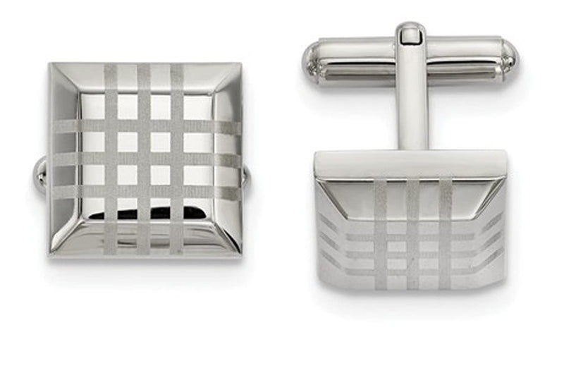 Stainless Steel Polished Square Cuff Links, 20.54MMX17.24MM