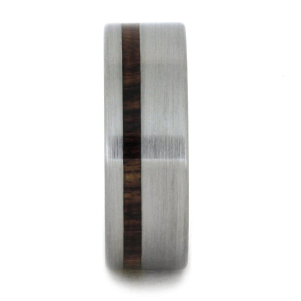 King Wood Inlay 7mm Comfort-Fit Brushed Titanium Wedding Band, Size 10.25