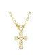 Round Cubic Zirconia Youth Cross 14k Yellow Gold Pendant Necklace, 15" (13.00X06.00 MM)