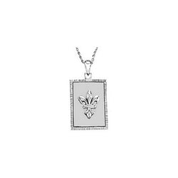 Diamond 'Know I am God' Fleur-De-Lis Rhodium Plate Sterling Silver Pendant Necklace,18"