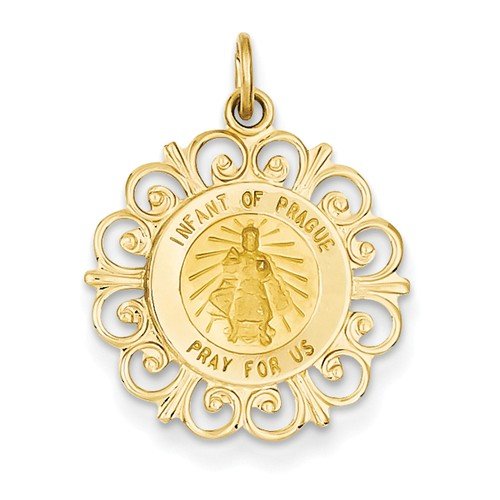 14k Yellow Gold Infant of Prague Medal Charm (24X19MM)