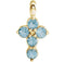 Round Aquamarine Cross 14k Yellow Gold Pendent (11.50X6.15 MM)