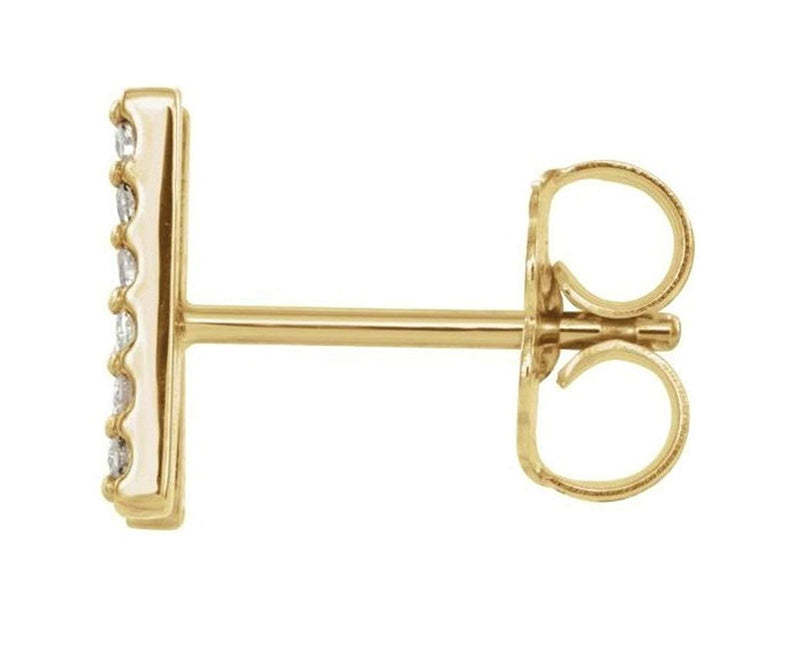 14k Yellow Gold Gold Diamond Letter 'N' Initial Stud Earring (Single Earring) (.07 Ctw, GH Color, I1 Clarity)