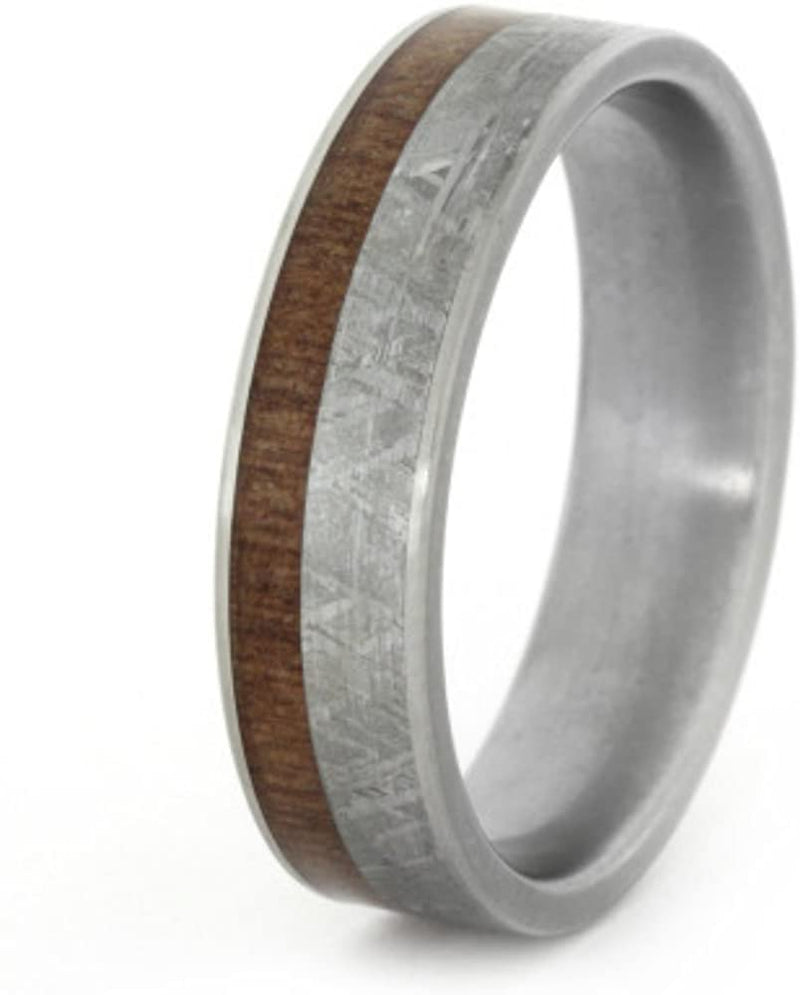 Gibeon Meteorite, Snakewood Inlay 6mm Comfort-Fit Matte Titanium Wedding Band, Size 11.25