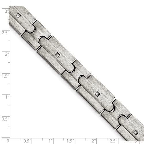Men's Brushed Stainless Steel 13mm CZ Link Bracelet, 8.25 Inches