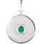 Round Emerald Disc Pendant, Rhodium-Plated 14k White Gold