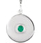 Round Emerald Disc Pendant, Sterling Silver