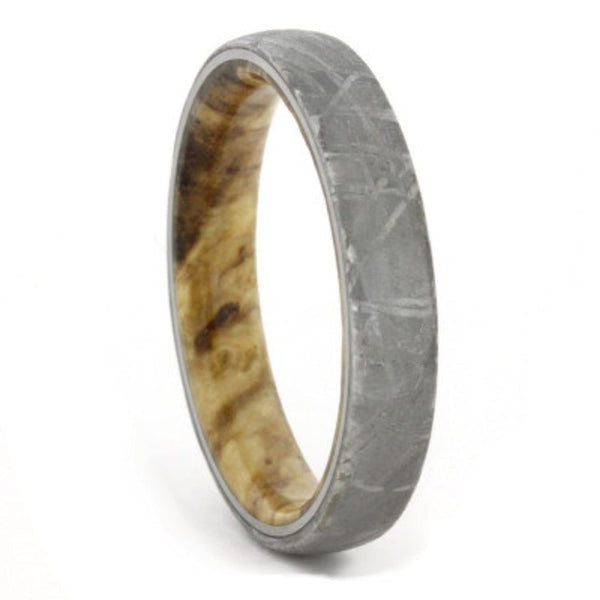 Gibeon Meteorite and Black Ash Burl 4mm Comfort-Fit Titanium Wedding Band