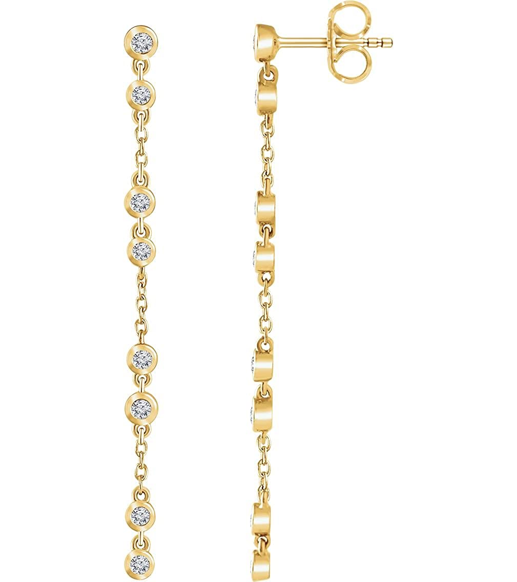 Diamond Chain Earrings, 14k Yellow Gold (1/3 Ctw, Color H+, Clarity I1)