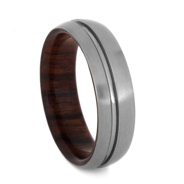 Matte Titanium Grooved Pinstripe 6mm Comfort-Fit Ironwood Band