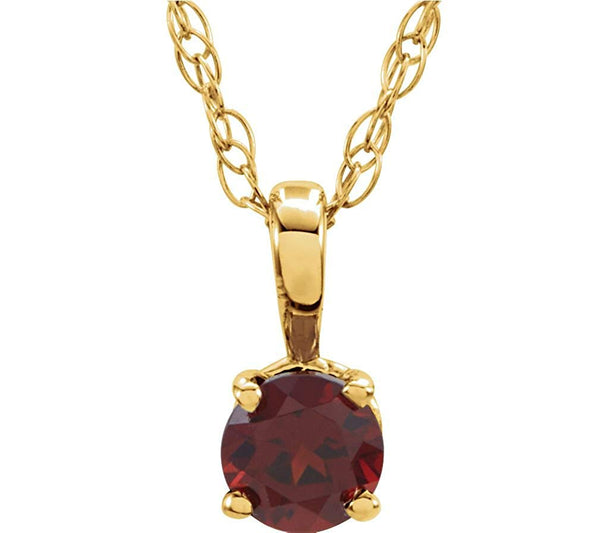 Children's Imitation Garnet 'January' Birthstone 14k Yellow Gold Pendant Necklace, 14"