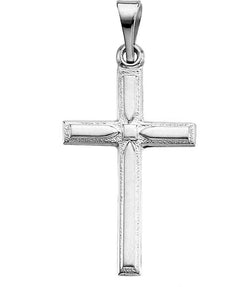 Boy's and Girl's Platinum Embossed Cross Pendant