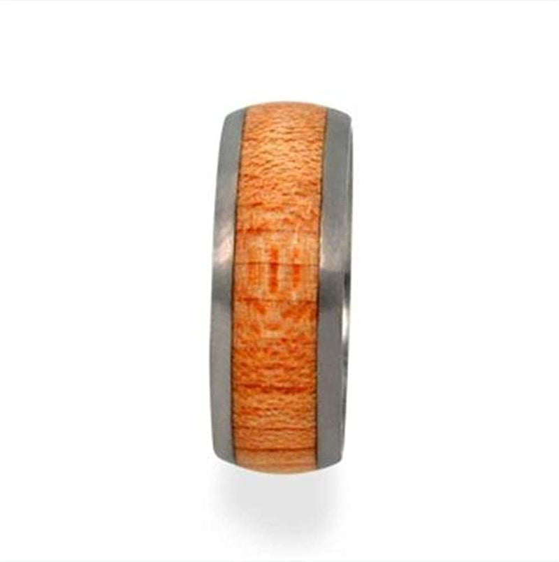 The Men's Jewelry Store (Unisex Jewelry) Maple Wood Inlay 8mm Comfort Fit Titanium Wedding Band