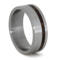 King Wood Inlay 7mm Comfort-Fit Brushed Titanium Wedding Band, Size 10.25