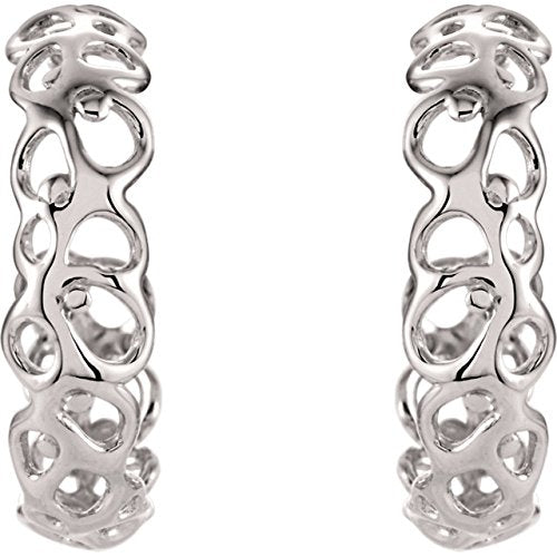 Fancy Hoop Earrings, Rhodium-Plated 14k White Gold