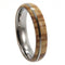 Olive Wood, Titanium Pinstripe 6mm Comfort Fit Titanium Wedding Band, Size 10